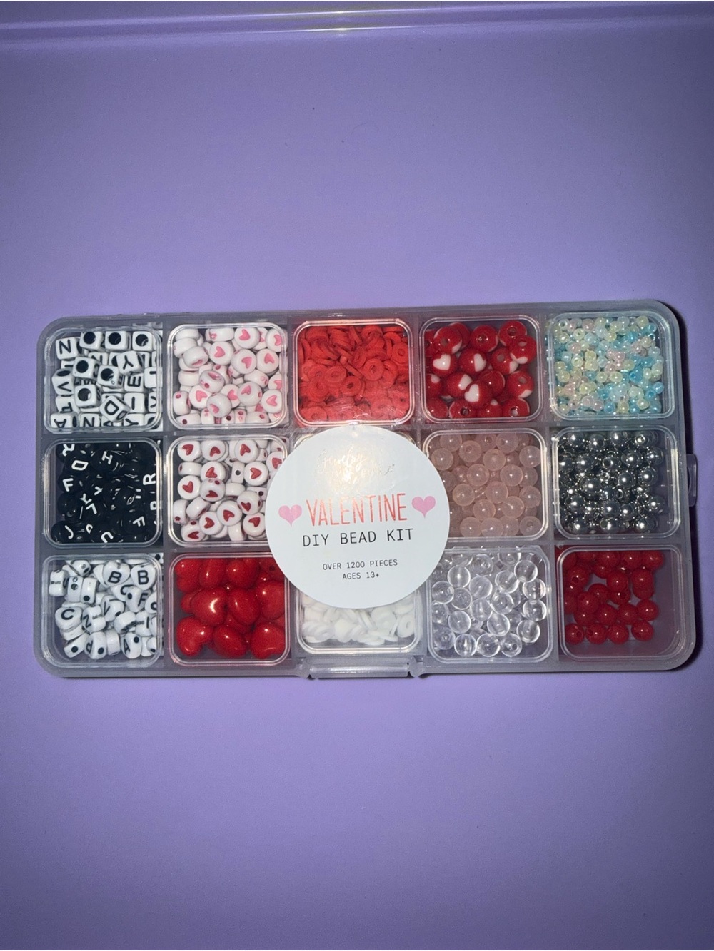 Valentine DIY Bead Kit - Red, White, Pink